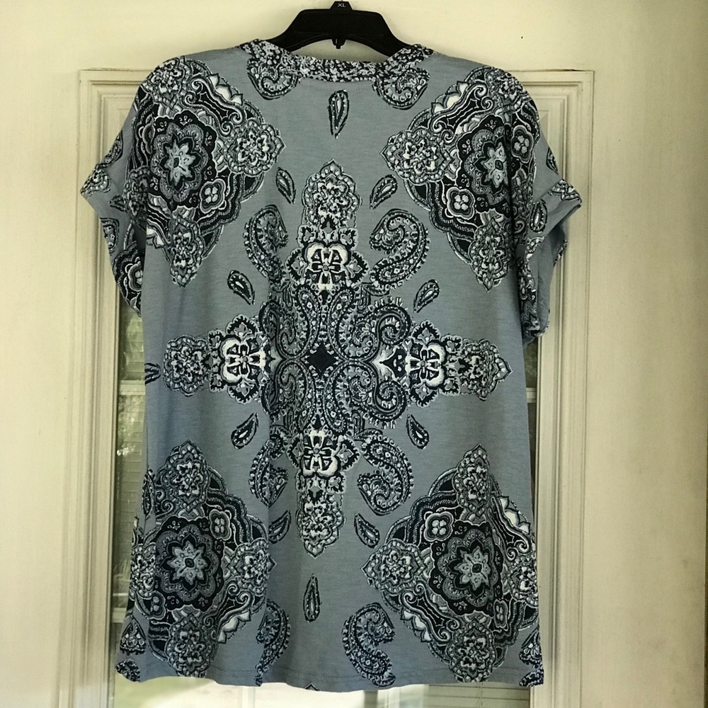 *SOLD* Style & Co. SS V-Neck Top, Blue, Sz XL - Picture 10 of 10